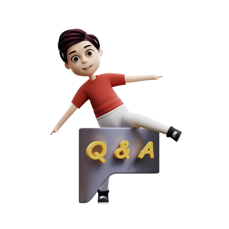 Student Boy Question And Answer  3D Illustration