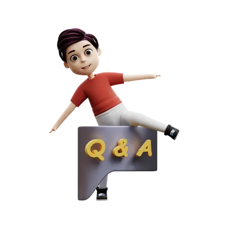 Student Boy Question And Answer  3D Illustration