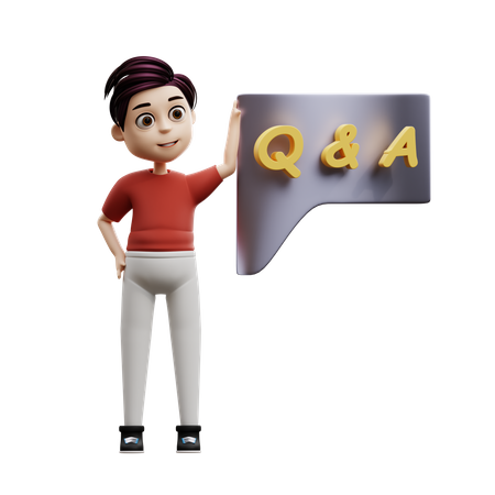 Student Boy Question And Answer  3D Illustration