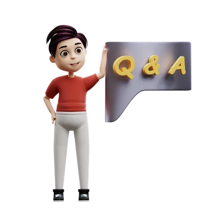 Student Boy Question And Answer  3D Illustration