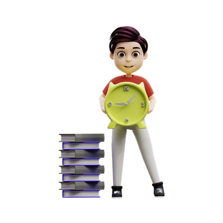 Student Boy Set Study Time  3D Illustration