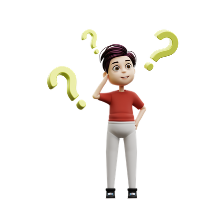 Student Boy Wondering Questions  3D Illustration