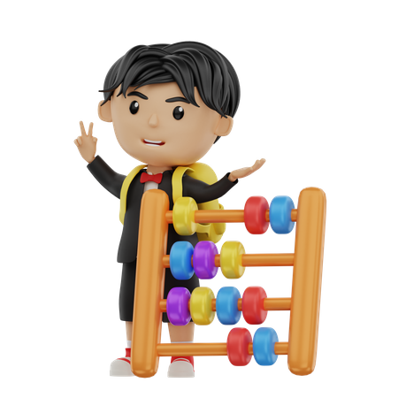 Student Bring An Abacus 3D Illustration