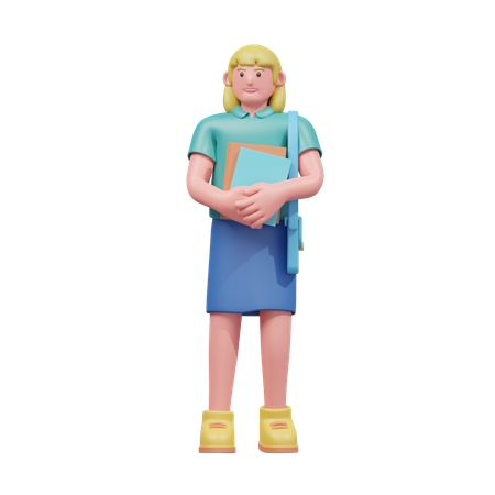 학생들이 책을 가져온다  3D Illustration