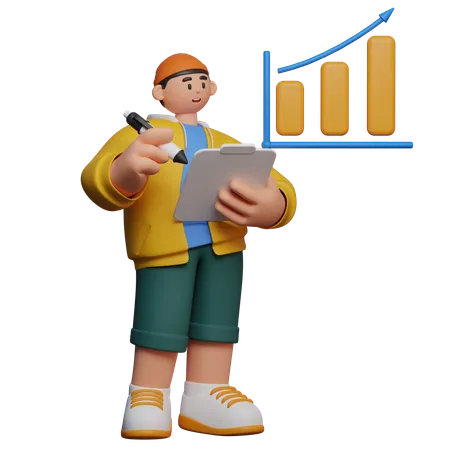 Student Business Analytics  3D Illustration