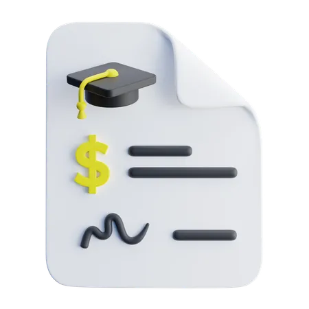 Student Debt Document  3D Icon