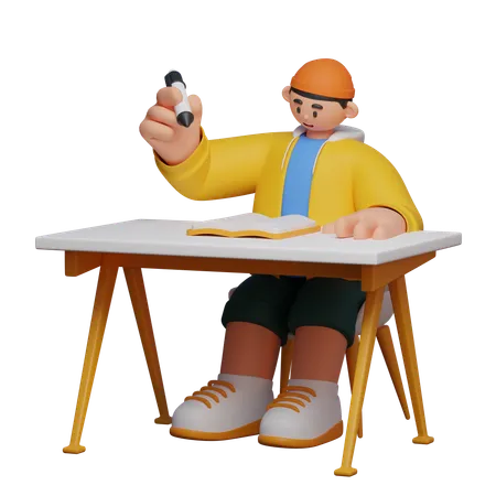 Writing 3 D Character 3D Illustration