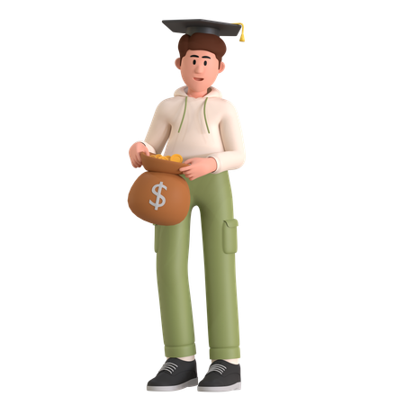 Student Getting Scholarship  3D Illustration