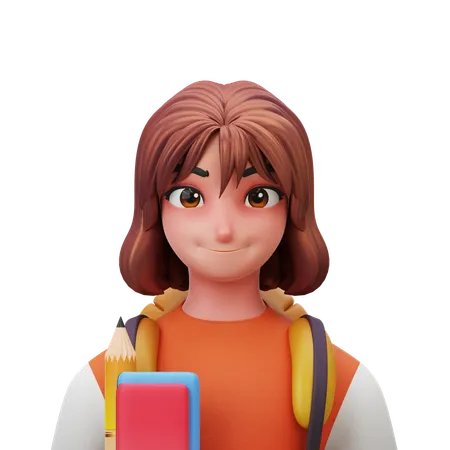 Student Girl  3D Icon