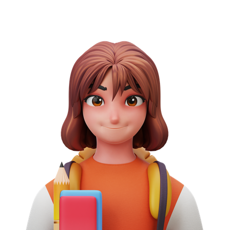 Student Girl  3D Illustration