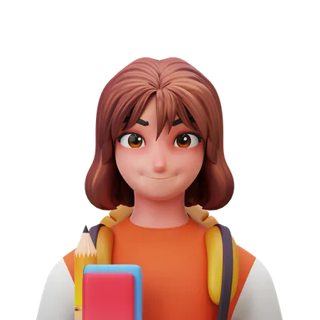 Student Girl  3D Illustration