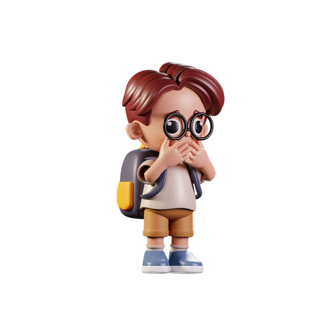 Student Giving Afraid Pose  3D Icon