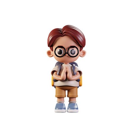 Student Giving Apologizing pose  3D Icon
