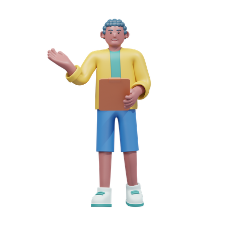 학생이 이사회 발표를 하고 있다  3D Illustration