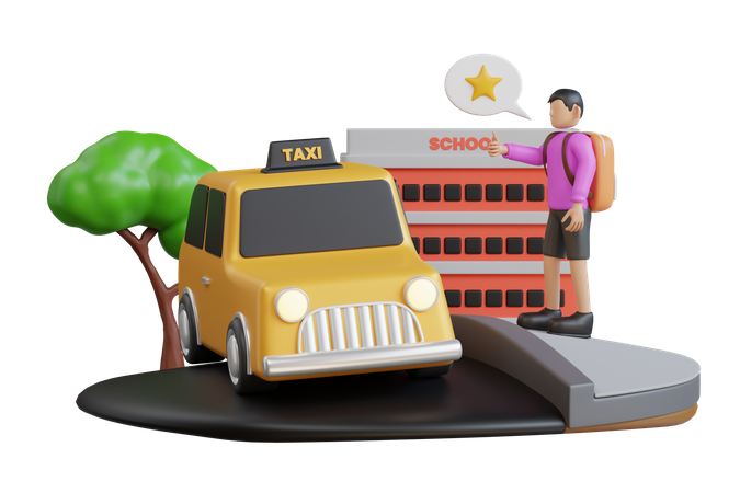 Student giving feedback on the taxi service  3D Illustration