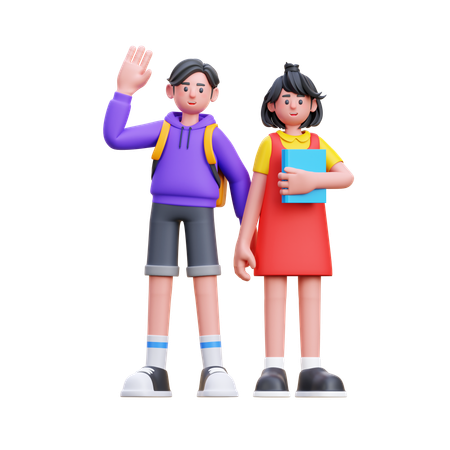 Student Going To School  3D Icon