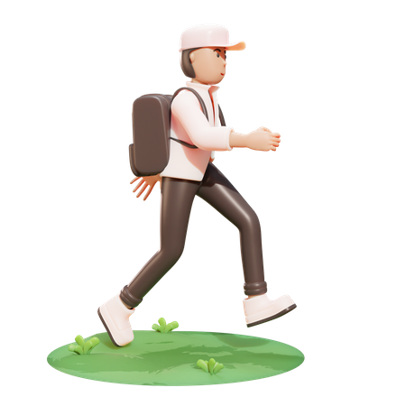 Student going to school  3D Illustration