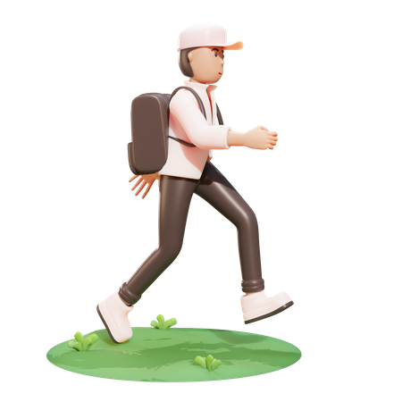 Student going to school 3D Illustration