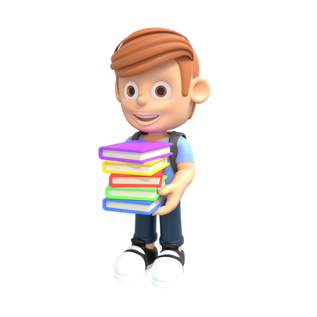 Student holding books  3D Illustration