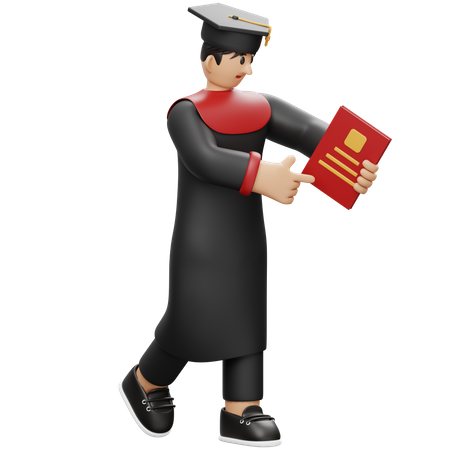 Student Holding Designate degree  3D Illustration