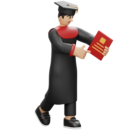 Student Holding Designate degree  3D Illustration