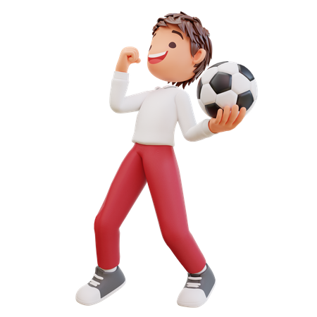 Student Holding Football  3D Icon