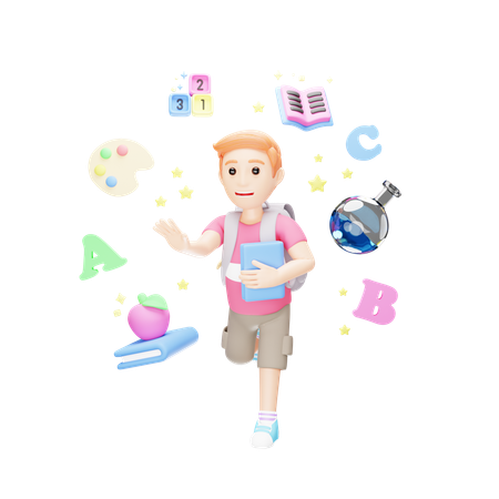 Student is going Back to School  3D Illustration