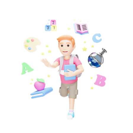 Student is going Back to School  3D Icon