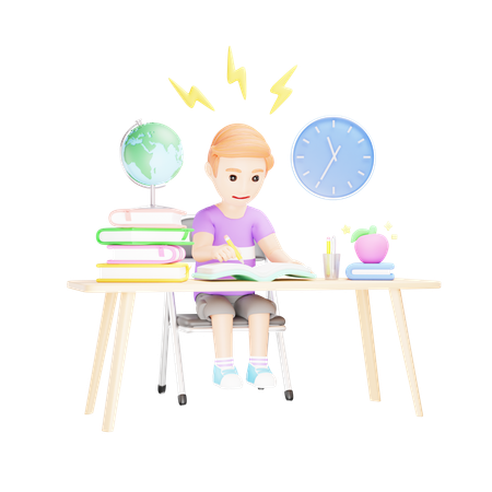 Student is preparing for his exam  3D Icon