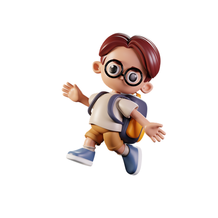 Student Jumping in air  3D Illustration