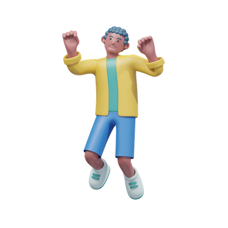 기쁨으로 점프하는 학생  3D Illustration