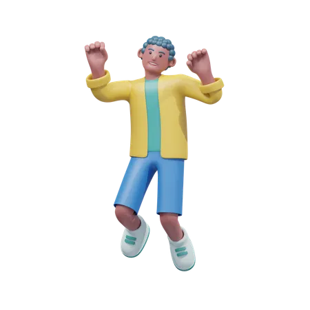 Student Jumping With Joy  3D Illustration