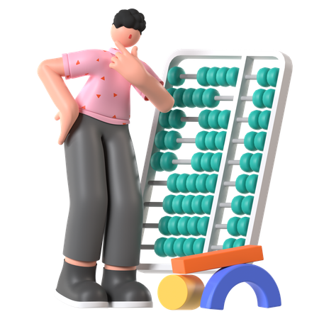 Student learning on Abacus  3D Illustration