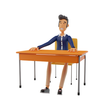 Student On Bench 3D Icon