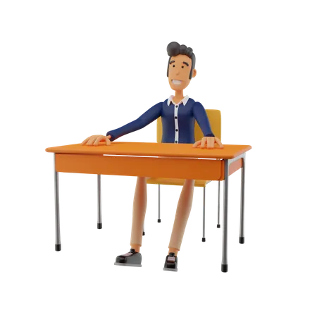 Student On Bench 3D Icon