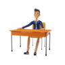 student on school bench 3d images