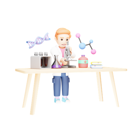 Student performing lab experiments  3D Illustration