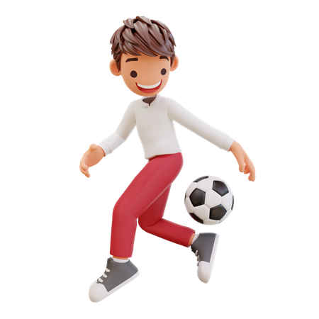 Student Playing Football  3D Icon