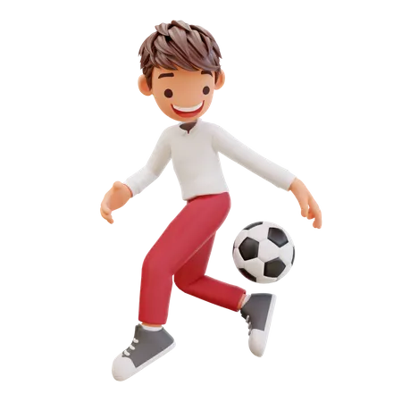 Student Playing Football  3D Illustration