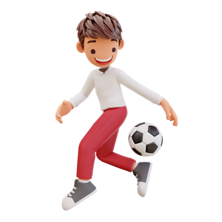Student Playing Football  3D Illustration