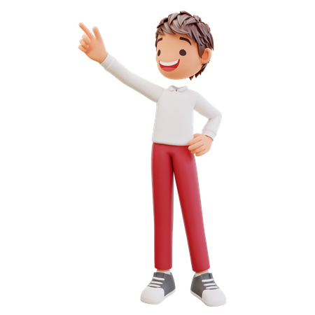 Student Pointing Up  3D Icon