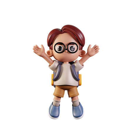 Student showing Jumping Pose  3D Icon