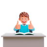 3d student showing thumbs up illustration