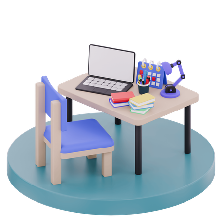 Student Study Nook  3D Illustration