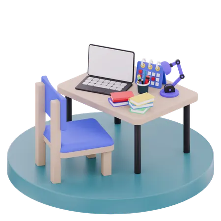 Student Study Nook  3D Illustration