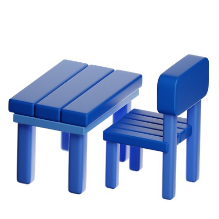 Student Table And Chair  3D Icon