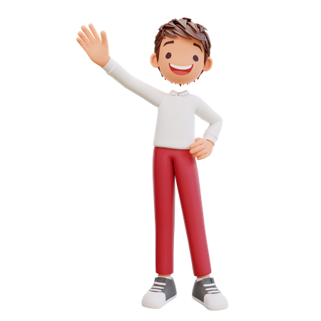 Student waving hand  3D Illustration