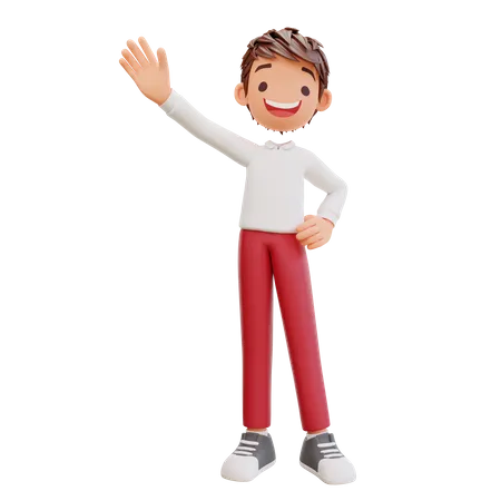 Student waving hand  3D Illustration