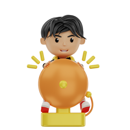 Student With A School Bell  3D Icon