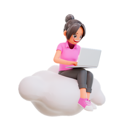 Student with laptop studying on online course  3D Icon